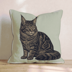 Linen Maine Coon Throw Pillow - Hillcroft Home