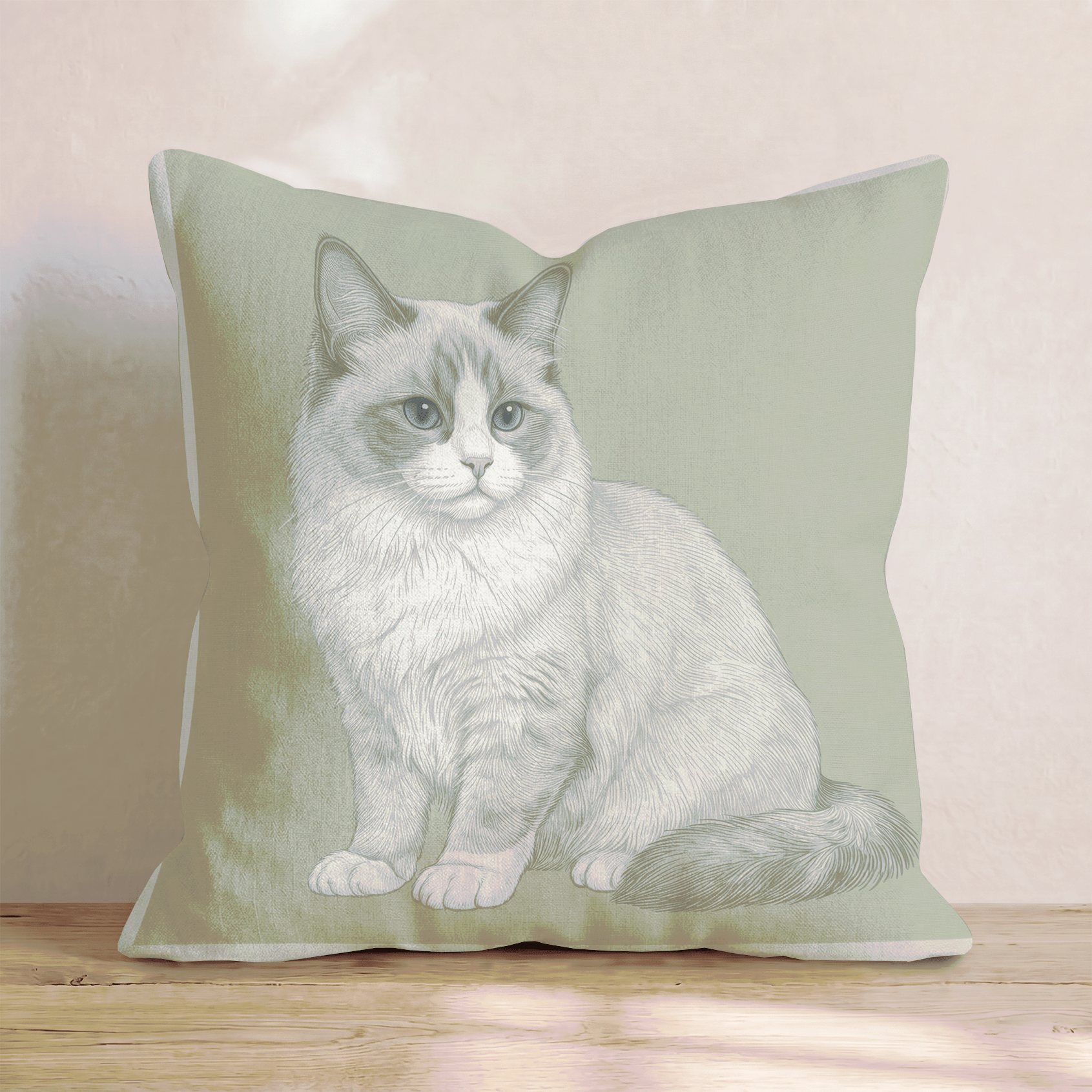 Linen Ragdoll Throw Pillow - Hillcroft Home