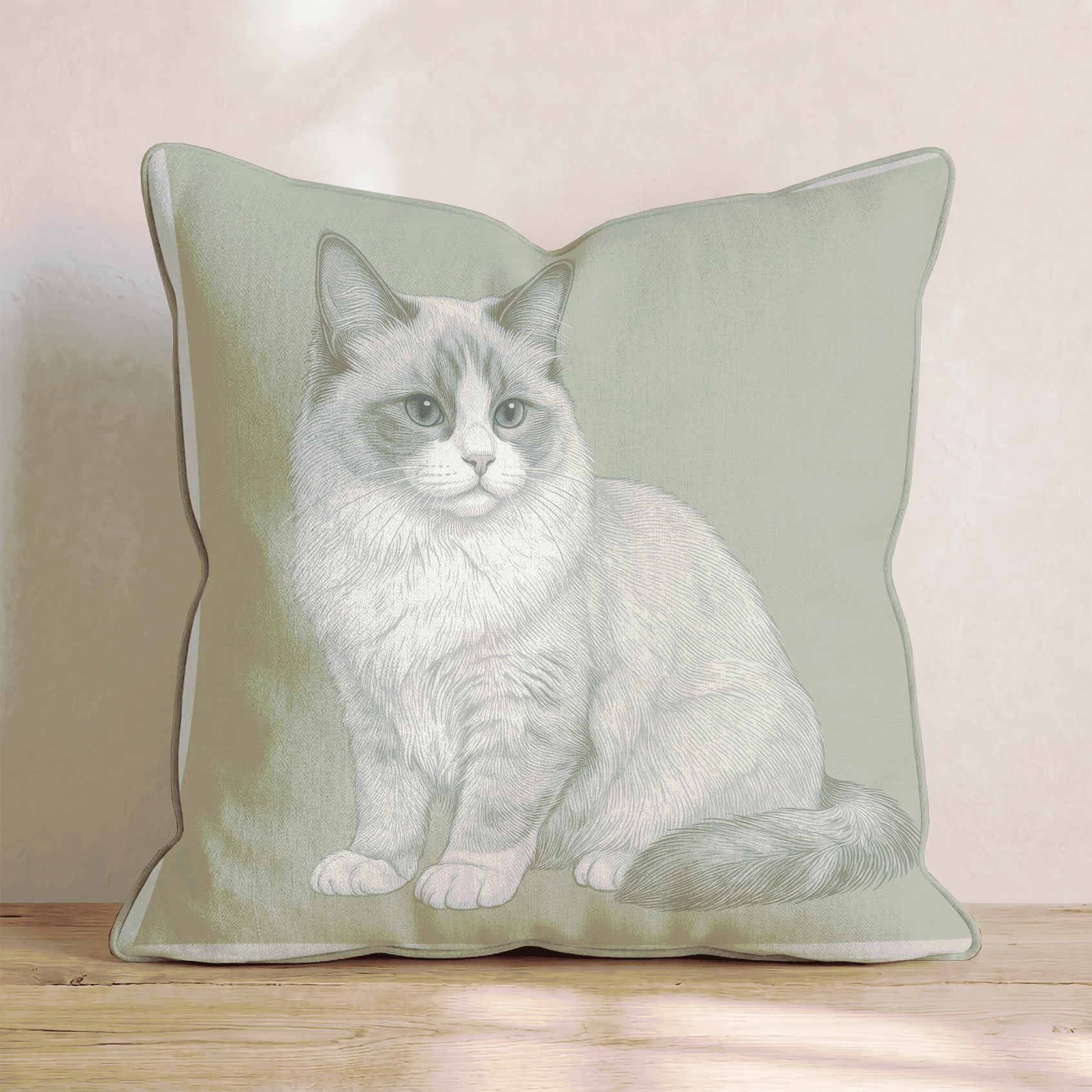Linen Ragdoll Throw Pillow - Hillcroft Home