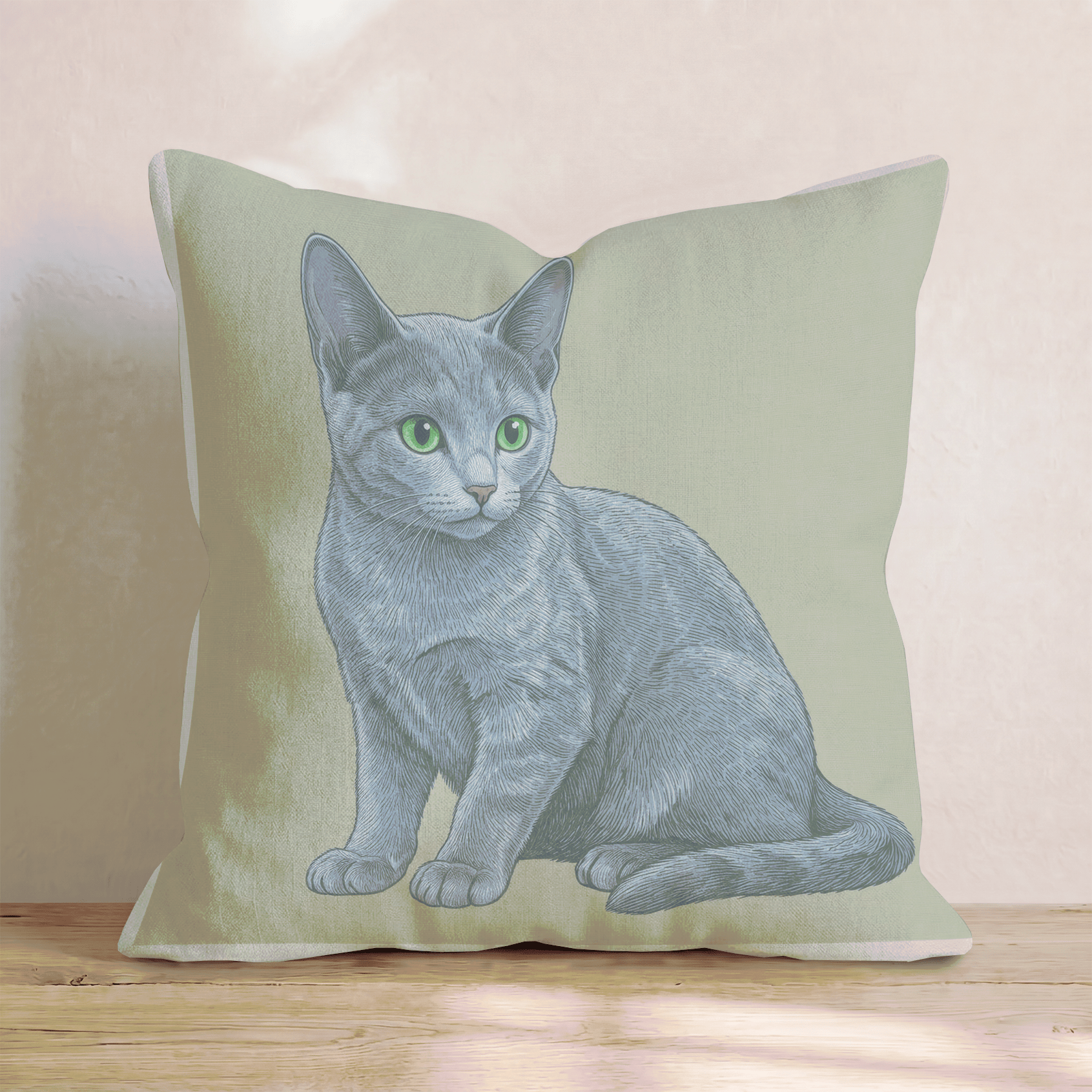 Linen Russian Blue Throw Pillow - Hillcroft Home