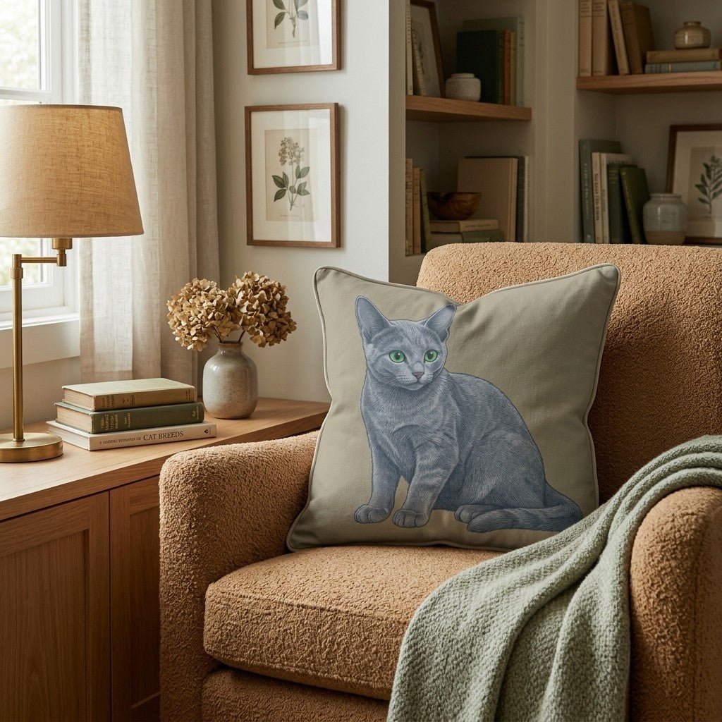 Linen Russian Blue Throw Pillow - Hillcroft Home