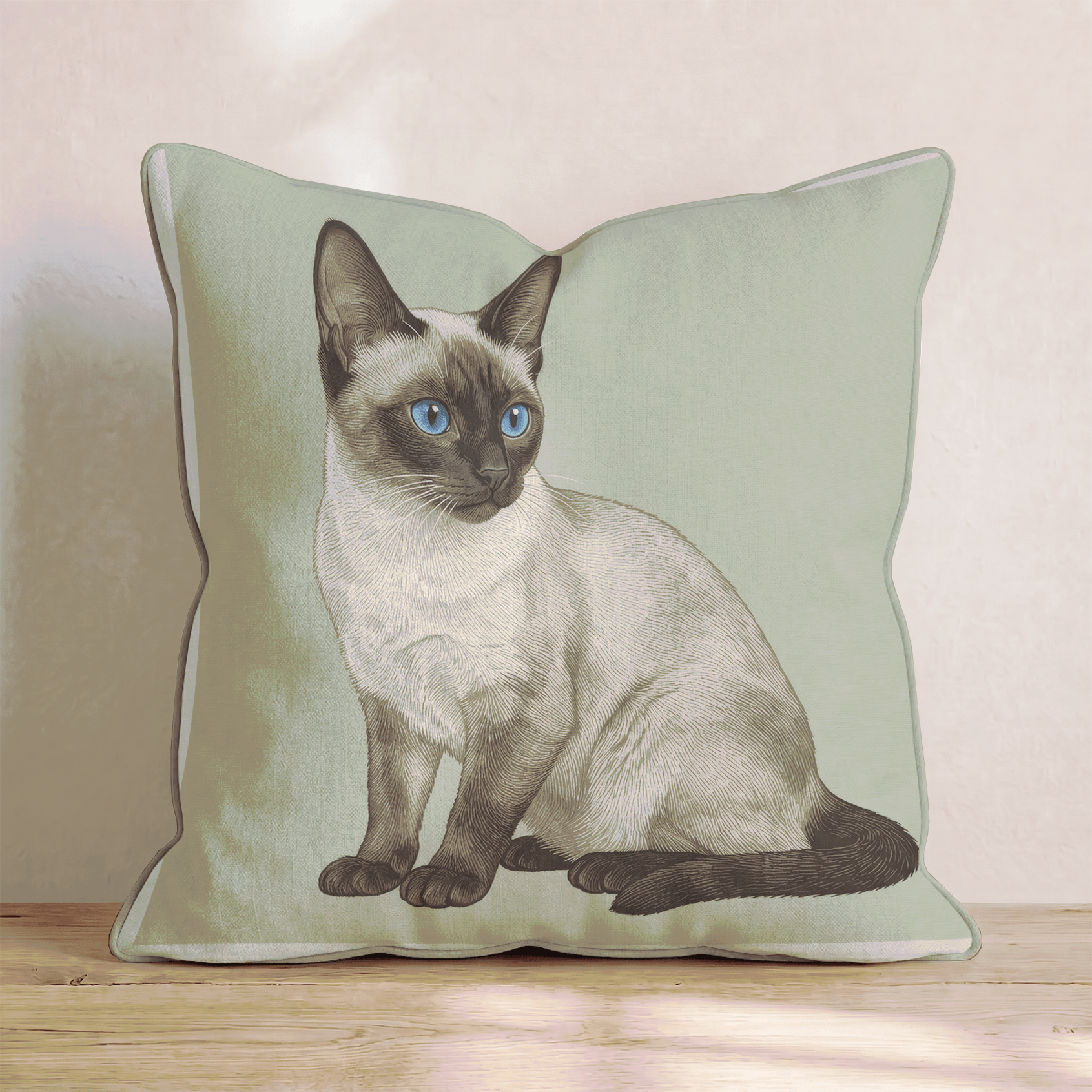 Linen Siamese Throw Pillow - Hillcroft Home