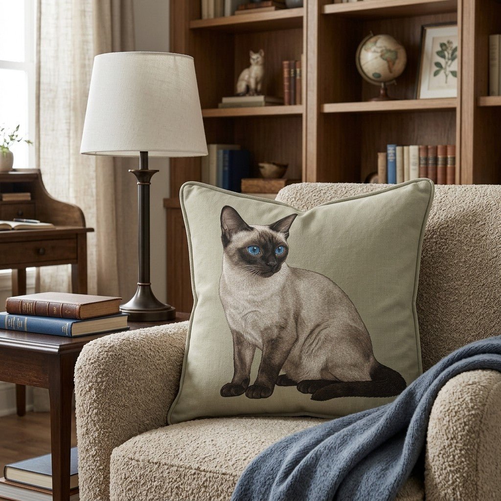Linen Siamese Throw Pillow - Hillcroft Home