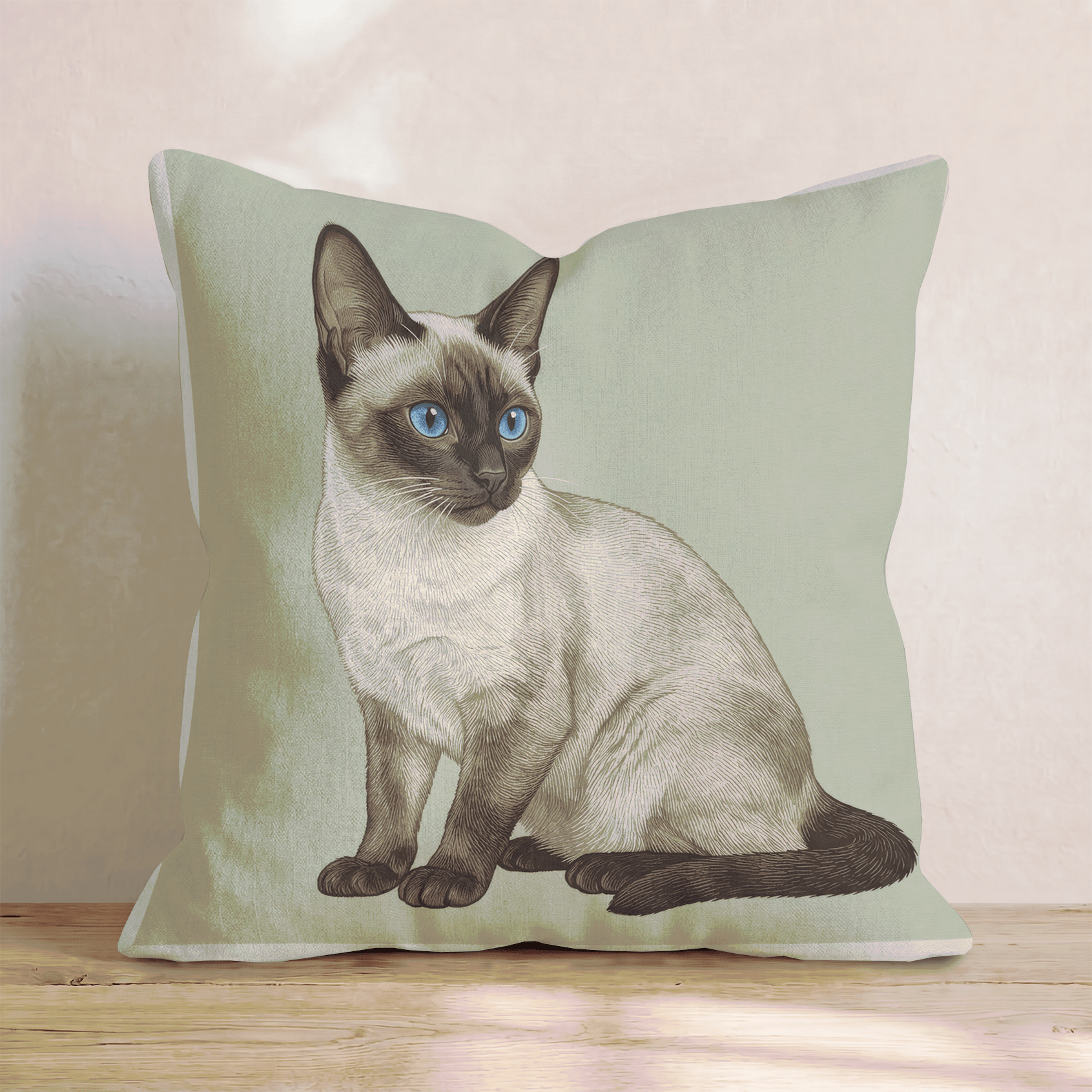 Linen Siamese Throw Pillow - Hillcroft Home