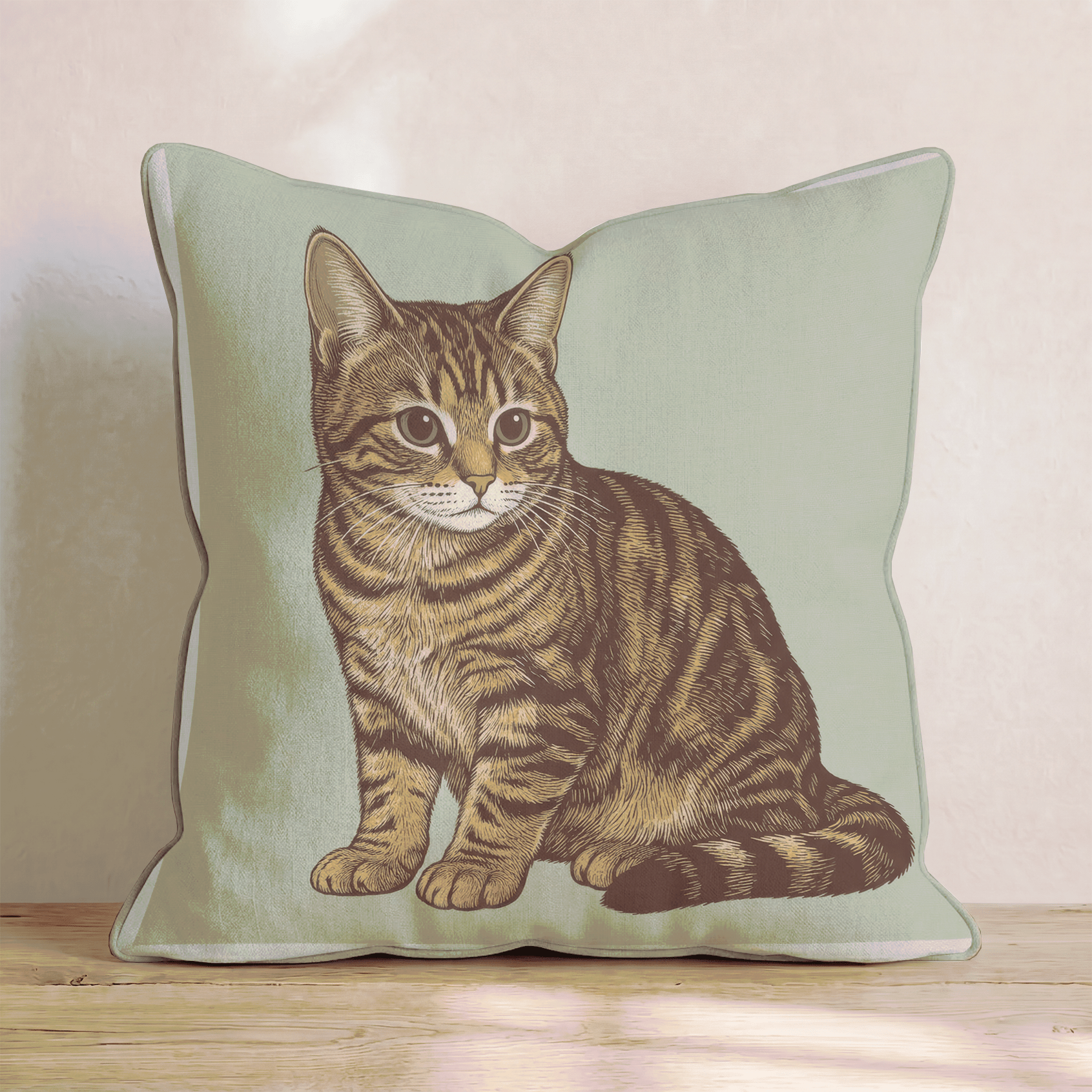 Linen Tabby Throw Pillow - Hillcroft Home