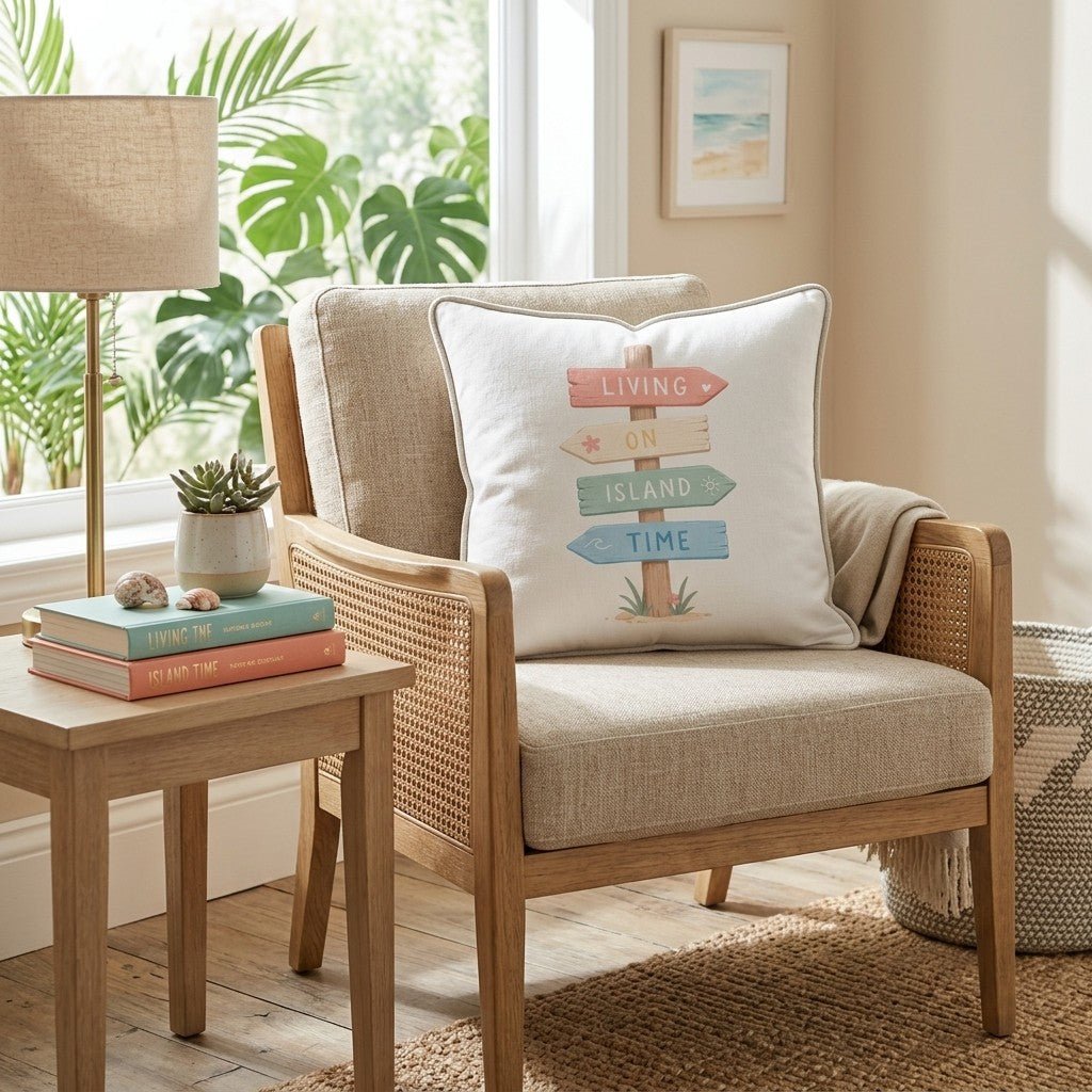 Living on Island Time Throw Pillow - Hillcroft Home