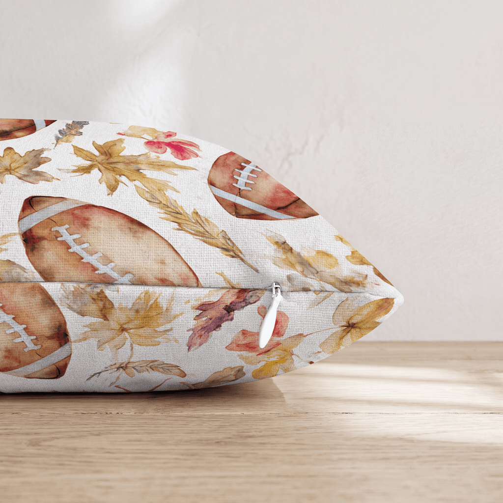 Loose Leaves & Footballs Throw Pillow - Hillcroft Home