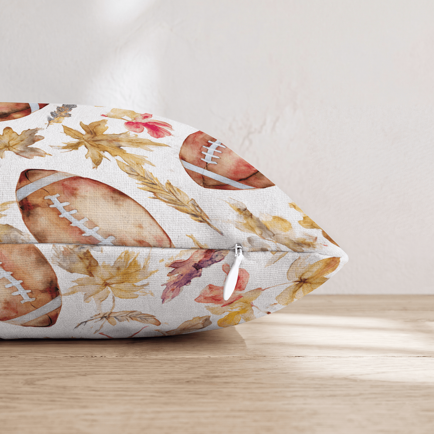 Loose Leaves & Footballs Throw Pillow - Hillcroft Home