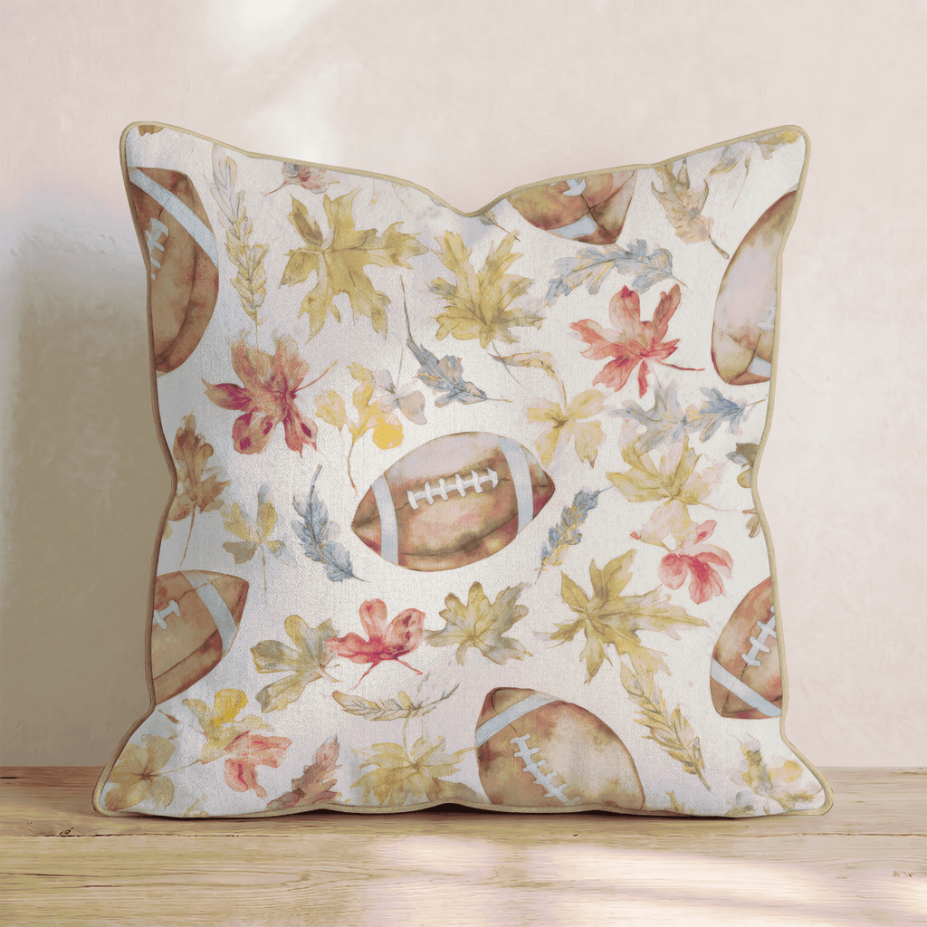 Loose Leaves & Footballs Throw Pillow - Hillcroft Home
