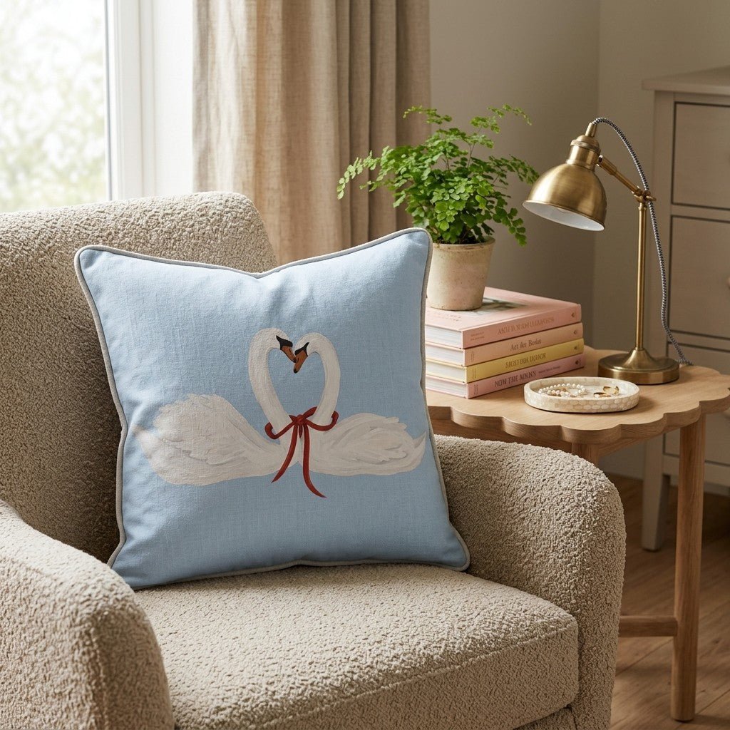 Love Swans Throw Pillow - Hillcroft Home