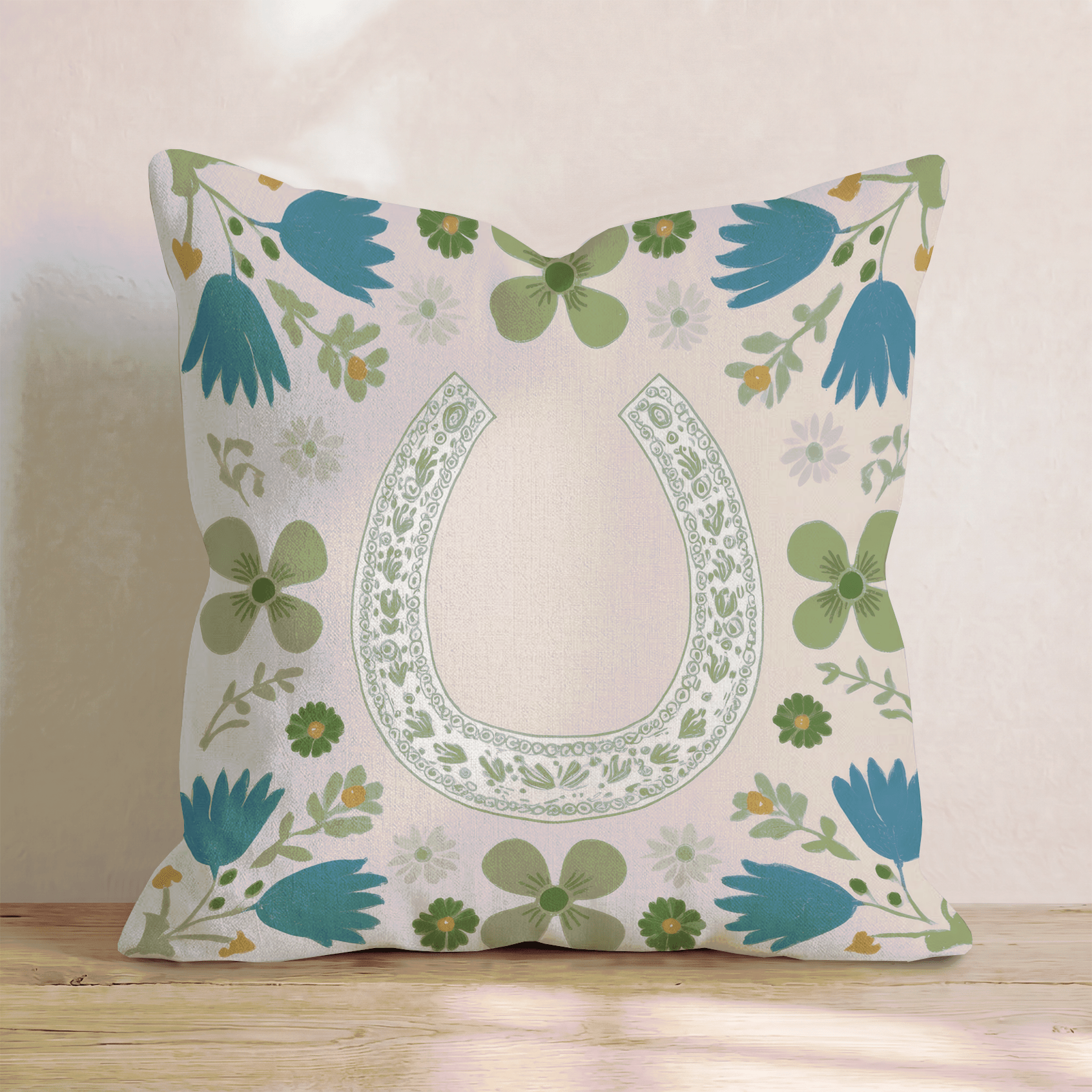 Lucky Horseshoe Line Throw Pillow - Hillcroft Home