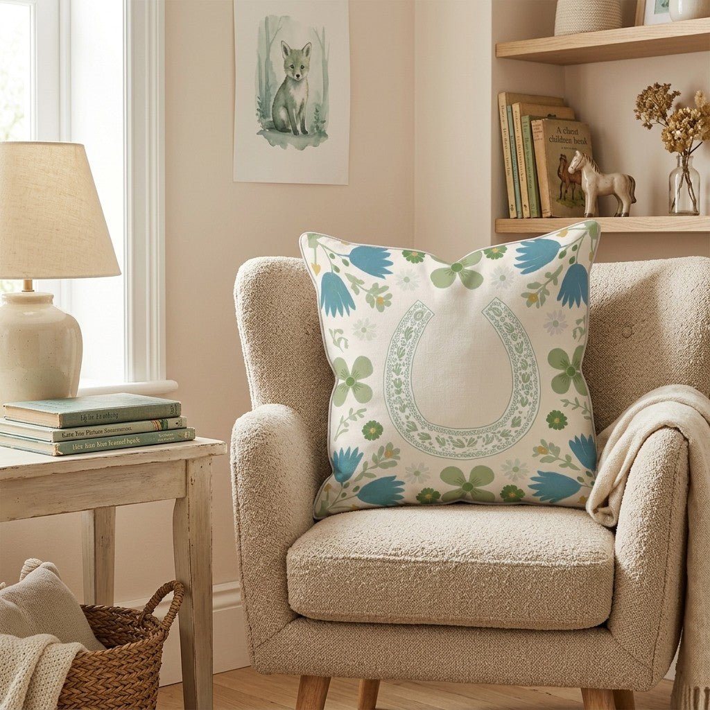 Lucky Horseshoe Line Throw Pillow - Hillcroft Home
