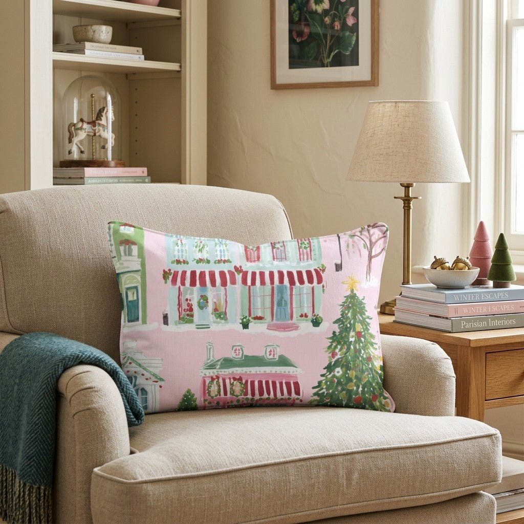 Main Street Christmas Throw Pillow - Hillcroft Home