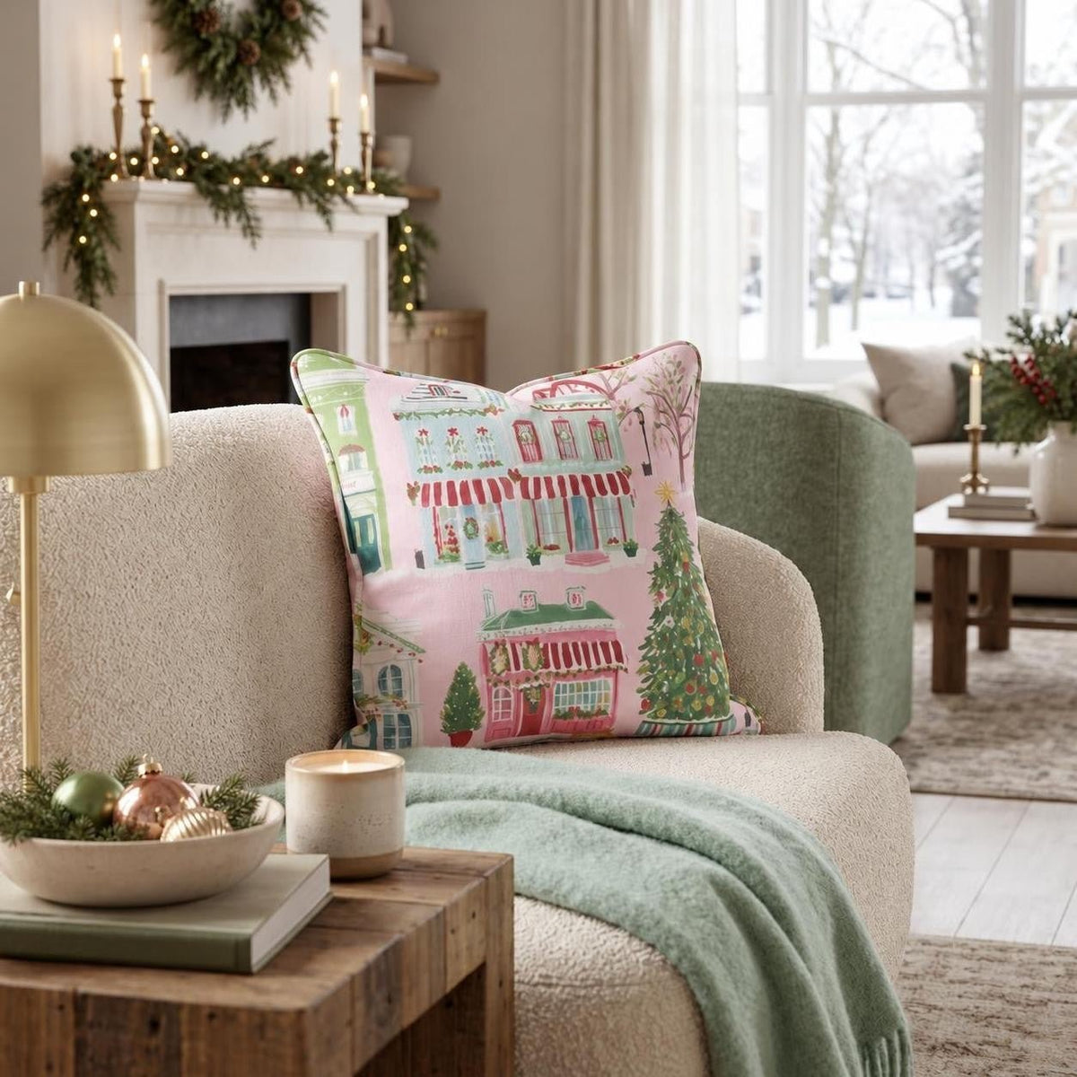 Main Street Christmas Throw Pillow throw pillow - Hillcroft Home