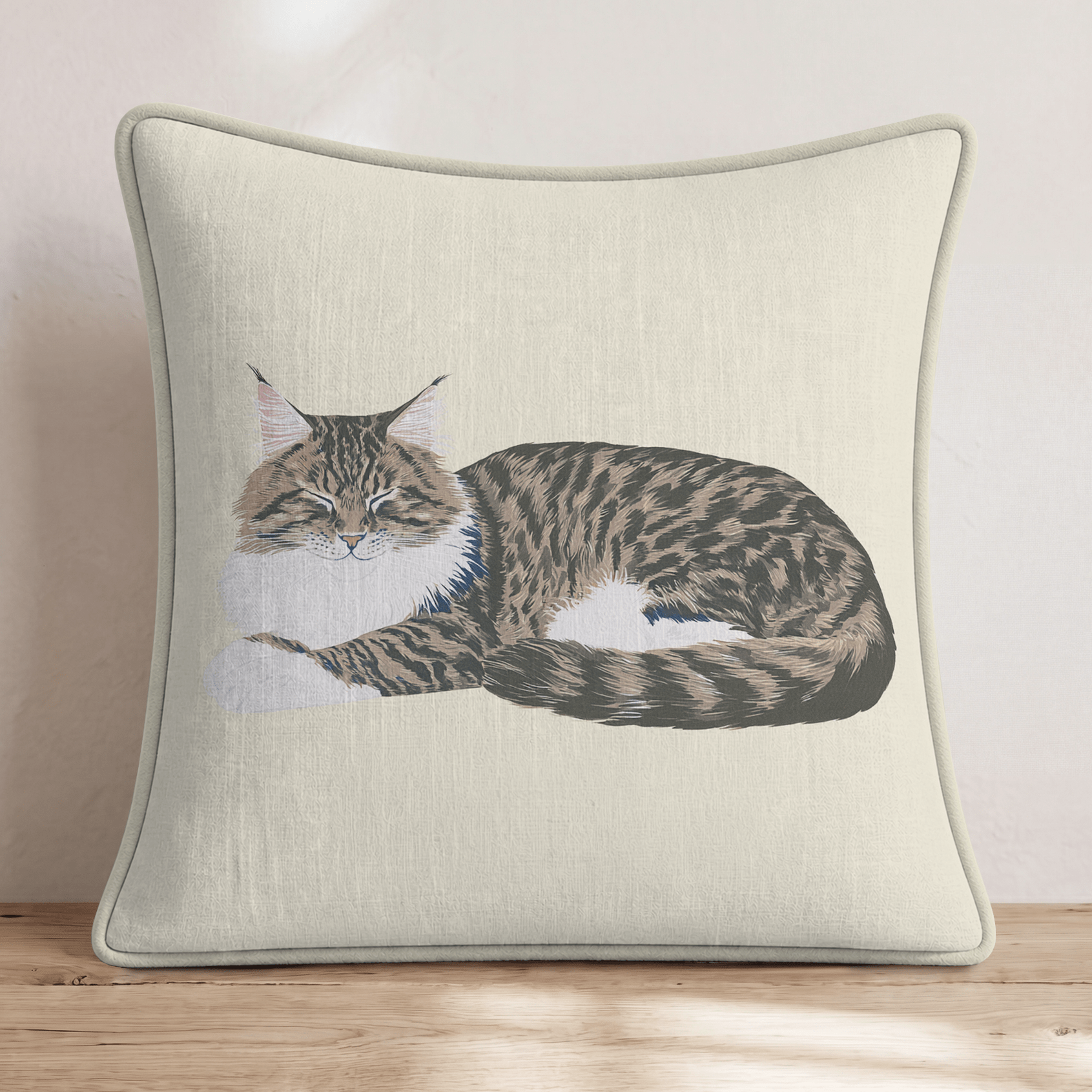 Maine Coon Cuddles Throw Pillow - Hillcroft Home