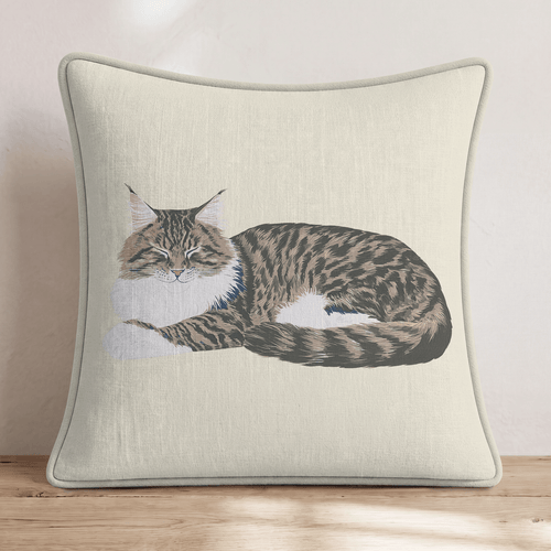 Maine Coon Cuddles Throw Pillow - Hillcroft Home
