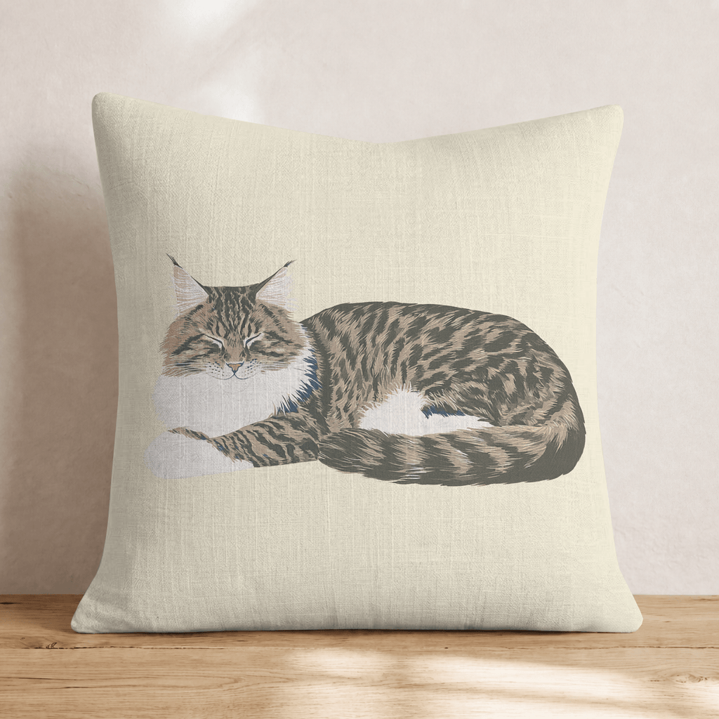 Maine Coon Cuddles Throw Pillow - Hillcroft Home
