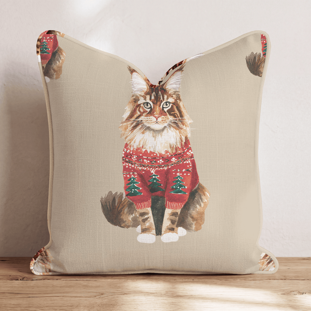 Maine Coon Tree Sweater Throw Pillow - Hillcroft Home