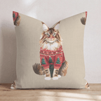 Maine Coon Tree Sweater Throw Pillow - Hillcroft Home