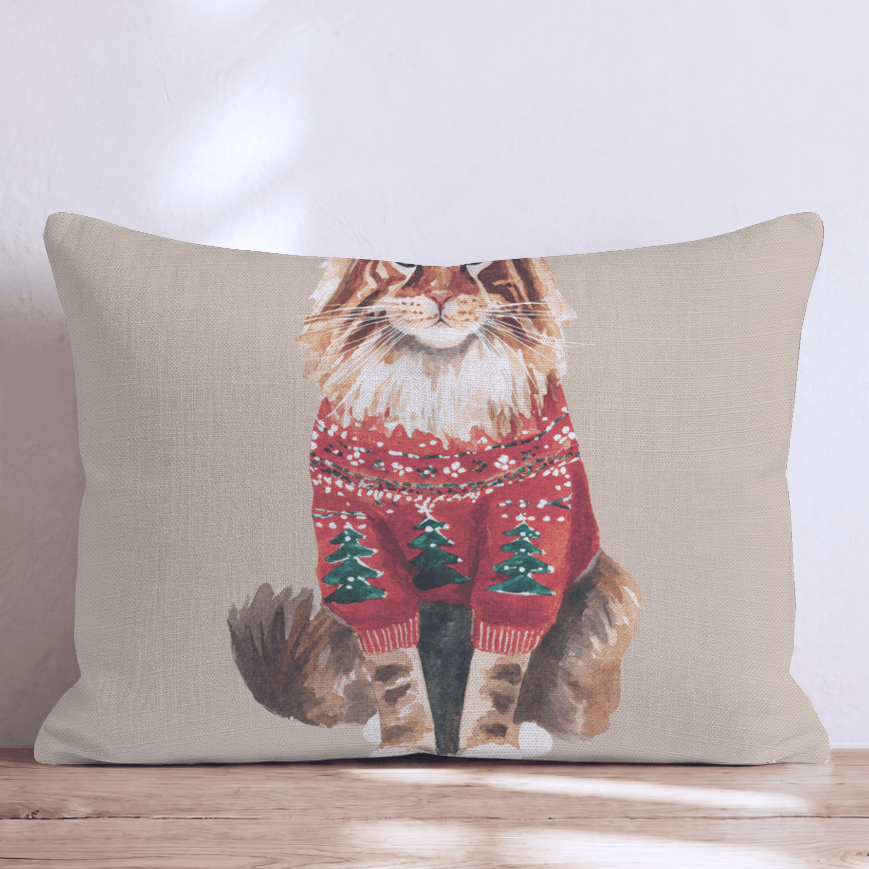 Maine Coon Tree Sweater Throw Pillow - Hillcroft Home
