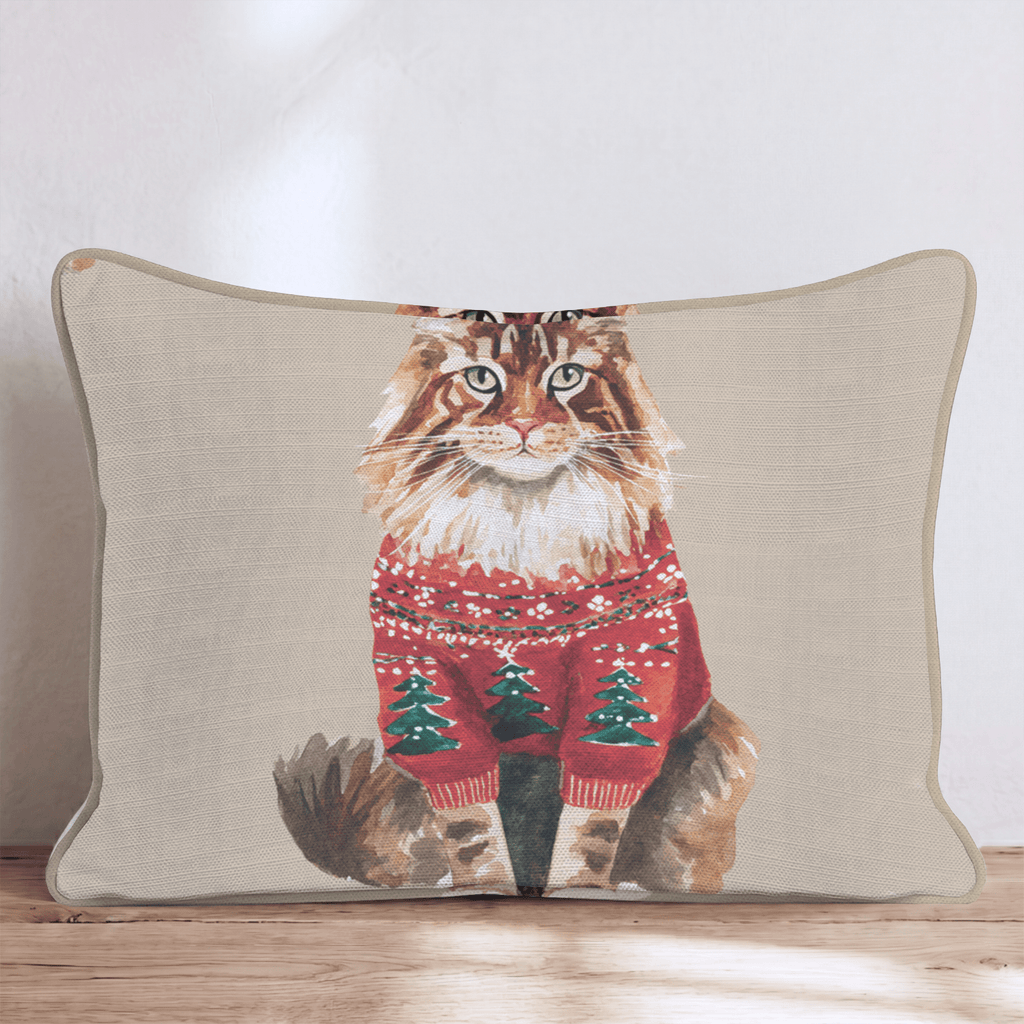 Maine Coon Tree Sweater Throw Pillow - Hillcroft Home