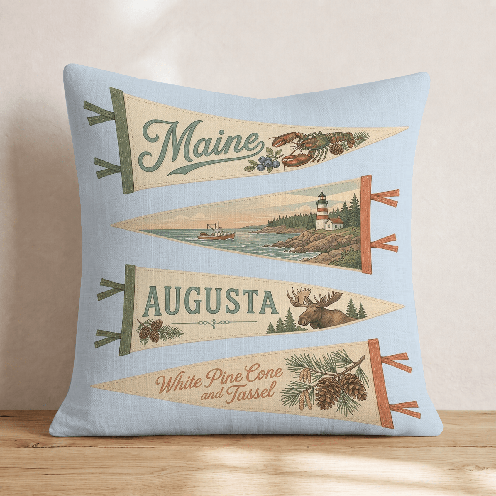 Maine Pennant Throw Pillow - Hillcroft Home