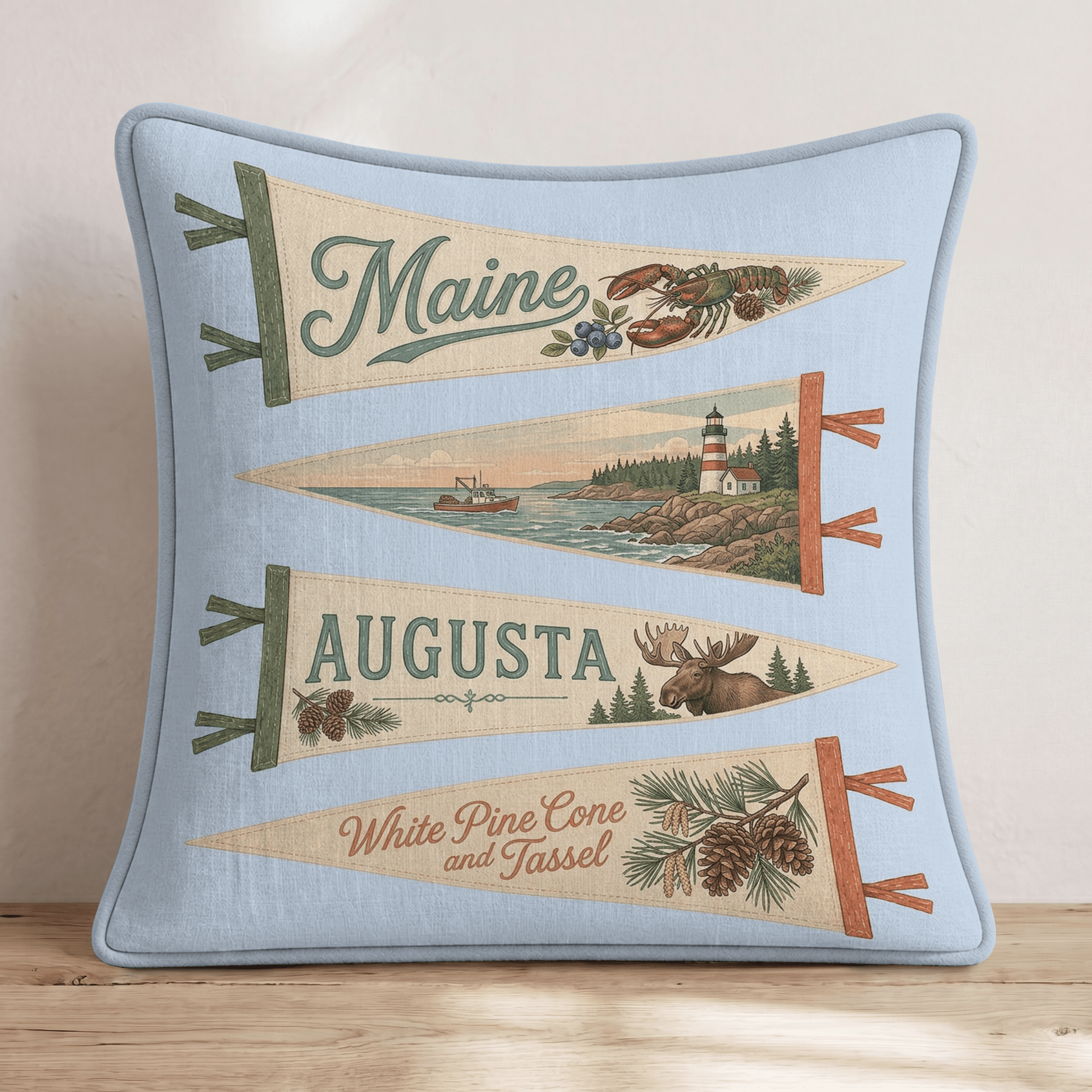 Maine Pennant Throw Pillow - Hillcroft Home