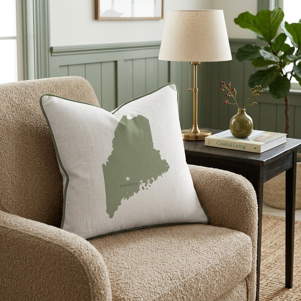 Maine State Capital Throw Pillow - Hillcroft Home