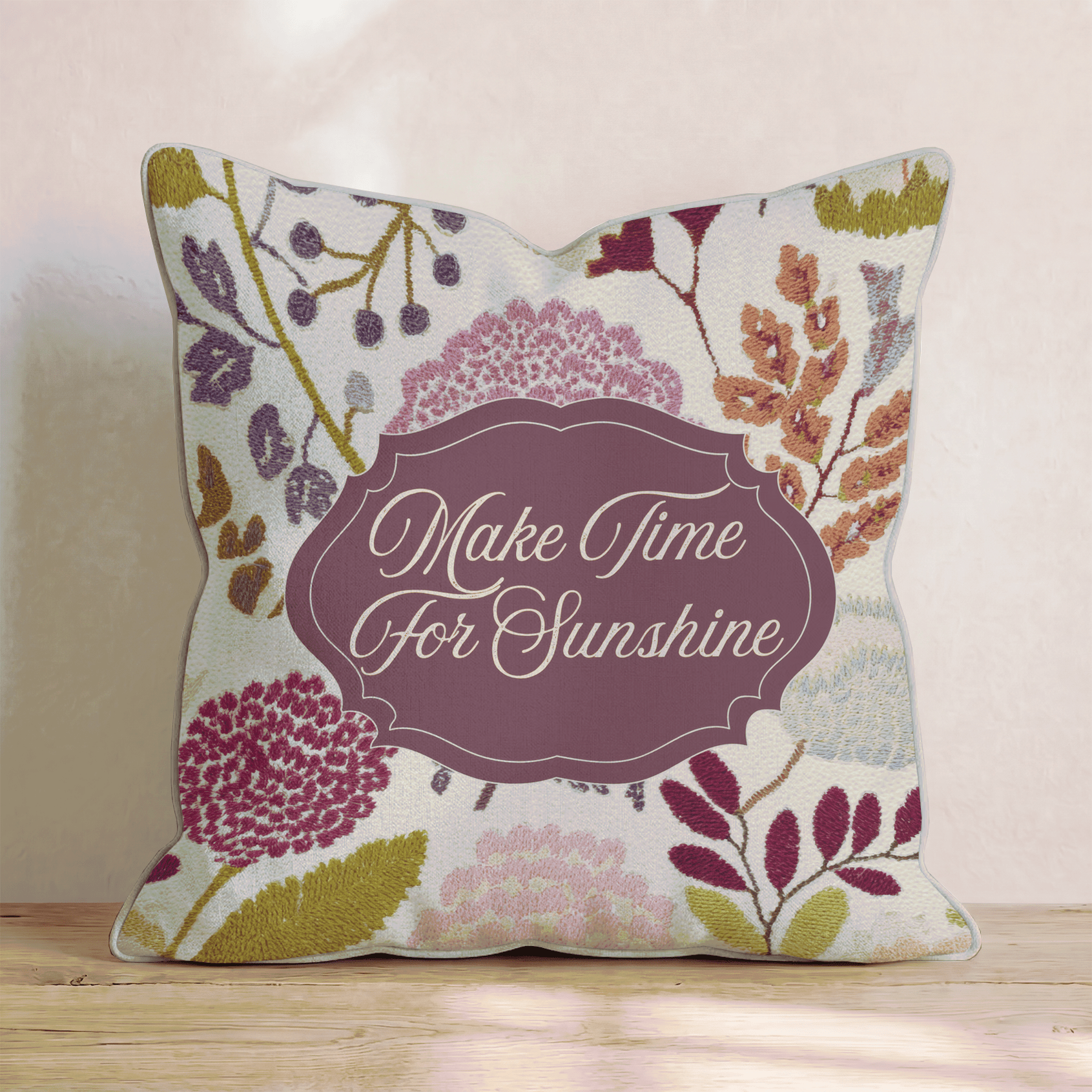 Make Time For Sunshine Throw Pillow - Hillcroft Home