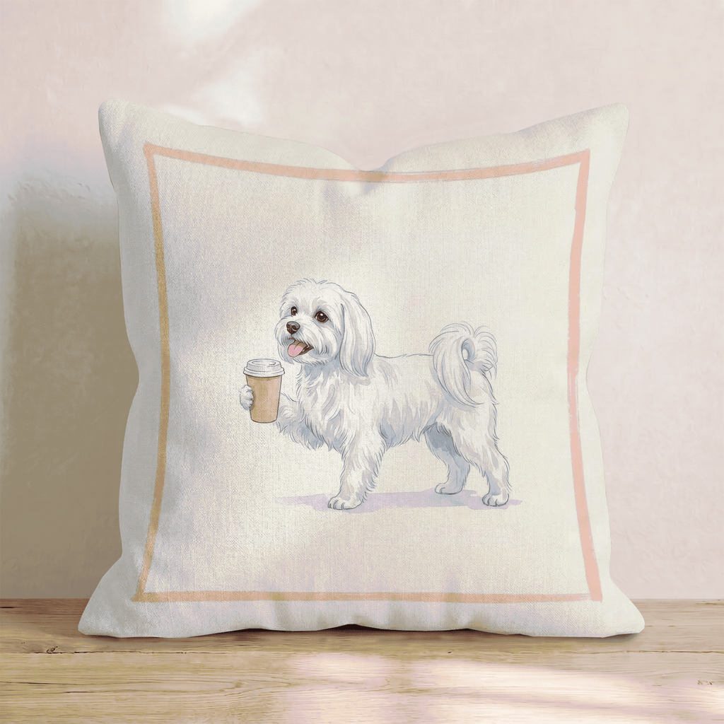 Maltese Coffee Throw Pillow - Hillcroft Home
