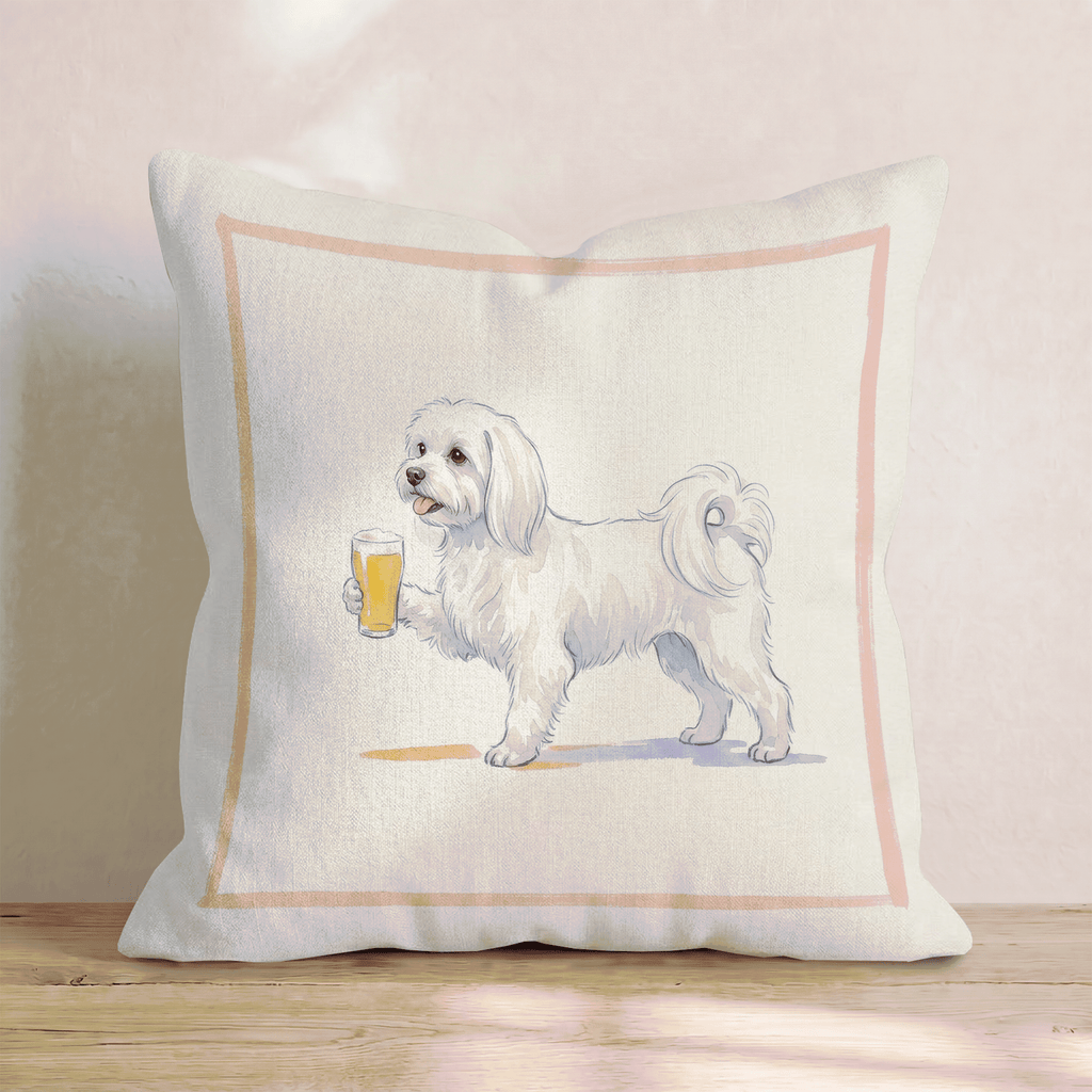 Maltese Lager Throw Pillow - Hillcroft Home