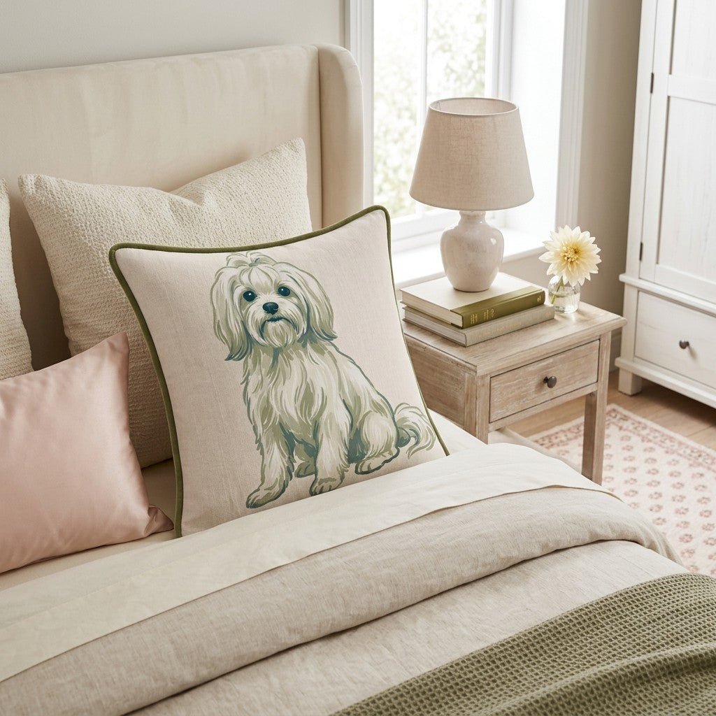 Maltese Throw Pillow - Hillcroft Home