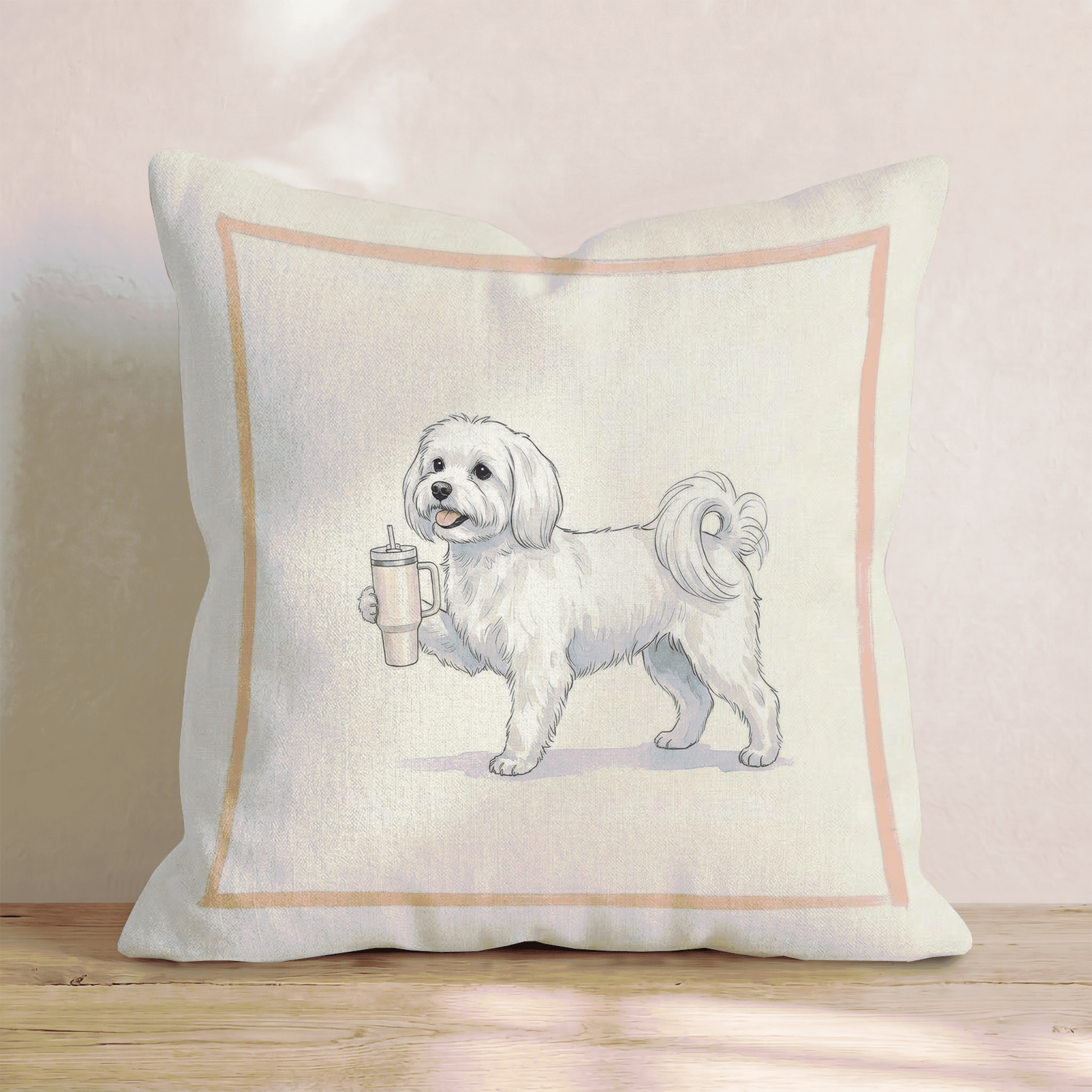 Maltese Tumbler Throw Pillow - Hillcroft Home