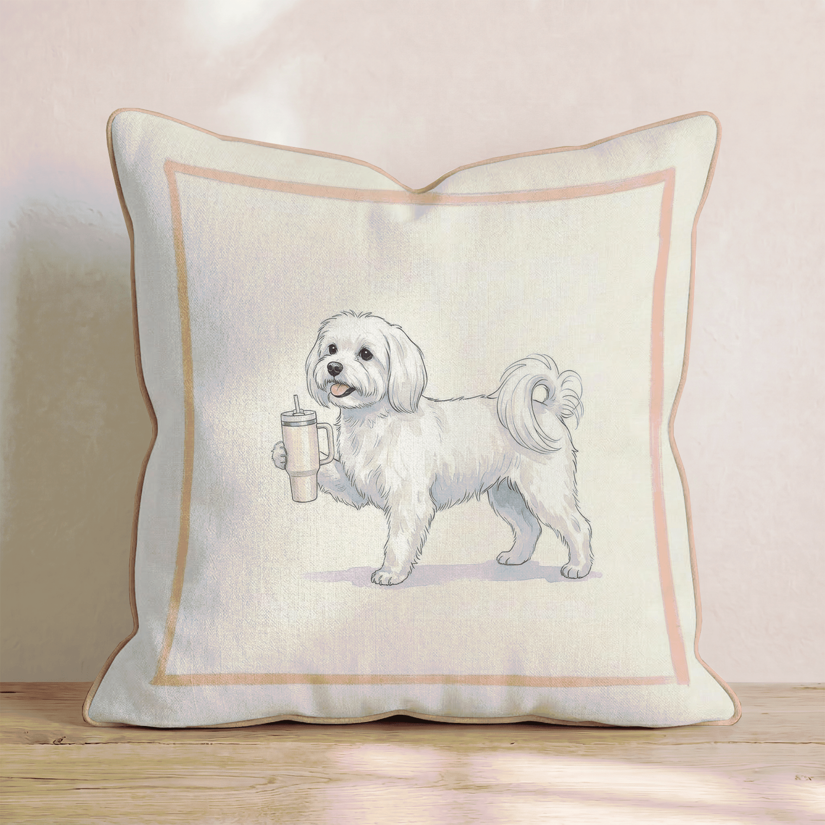 Maltese Tumbler Throw Pillow - Hillcroft Home