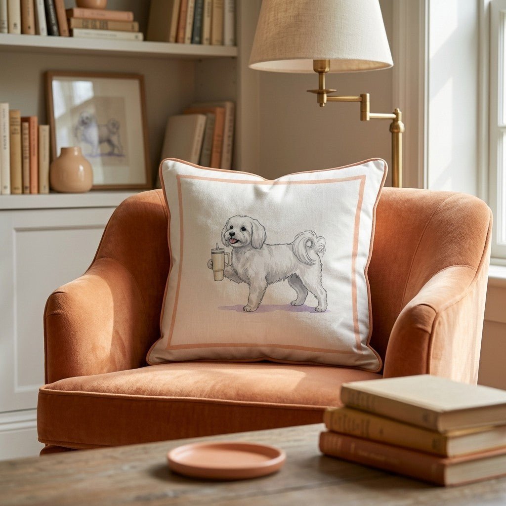 Maltese Tumbler Throw Pillow - Hillcroft Home