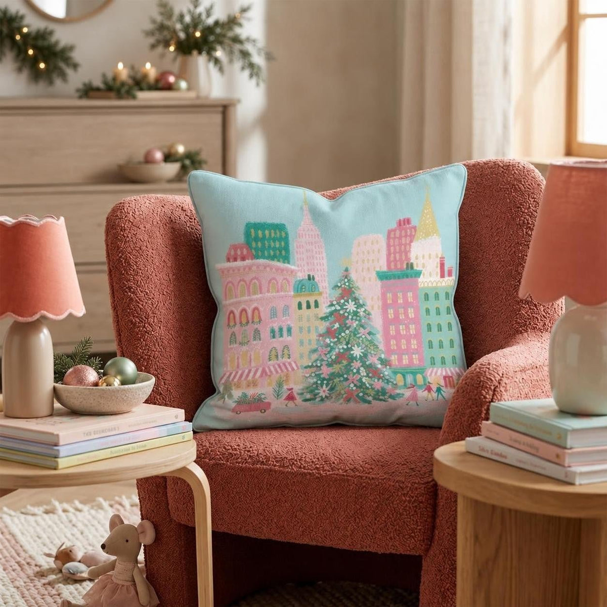 Manhattan Tree Parade Throw Pillow throw pillow - Hillcroft Home