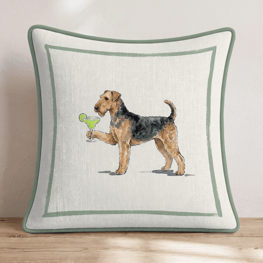 Margarita Airedale Throw Pillow - Hillcroft Home