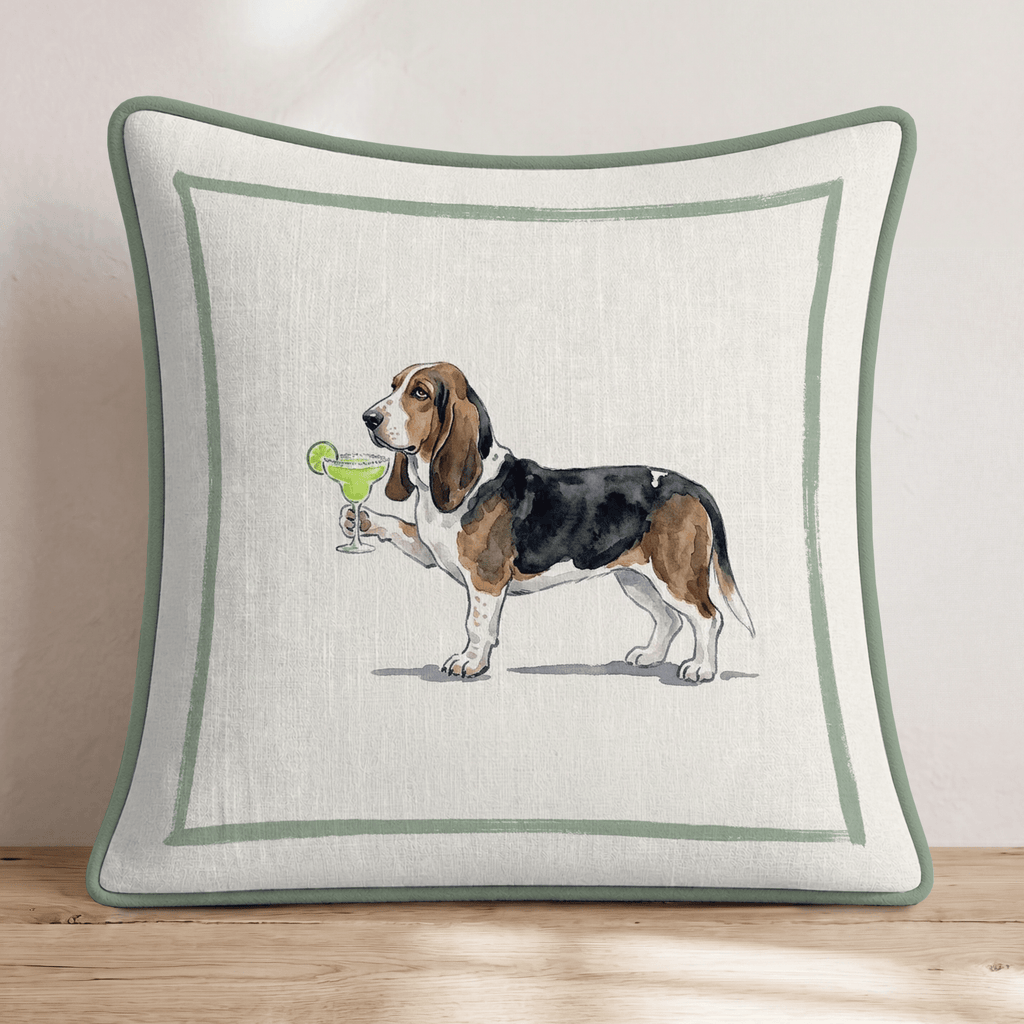 Margarita Basset Hound Throw Pillow - Hillcroft Home