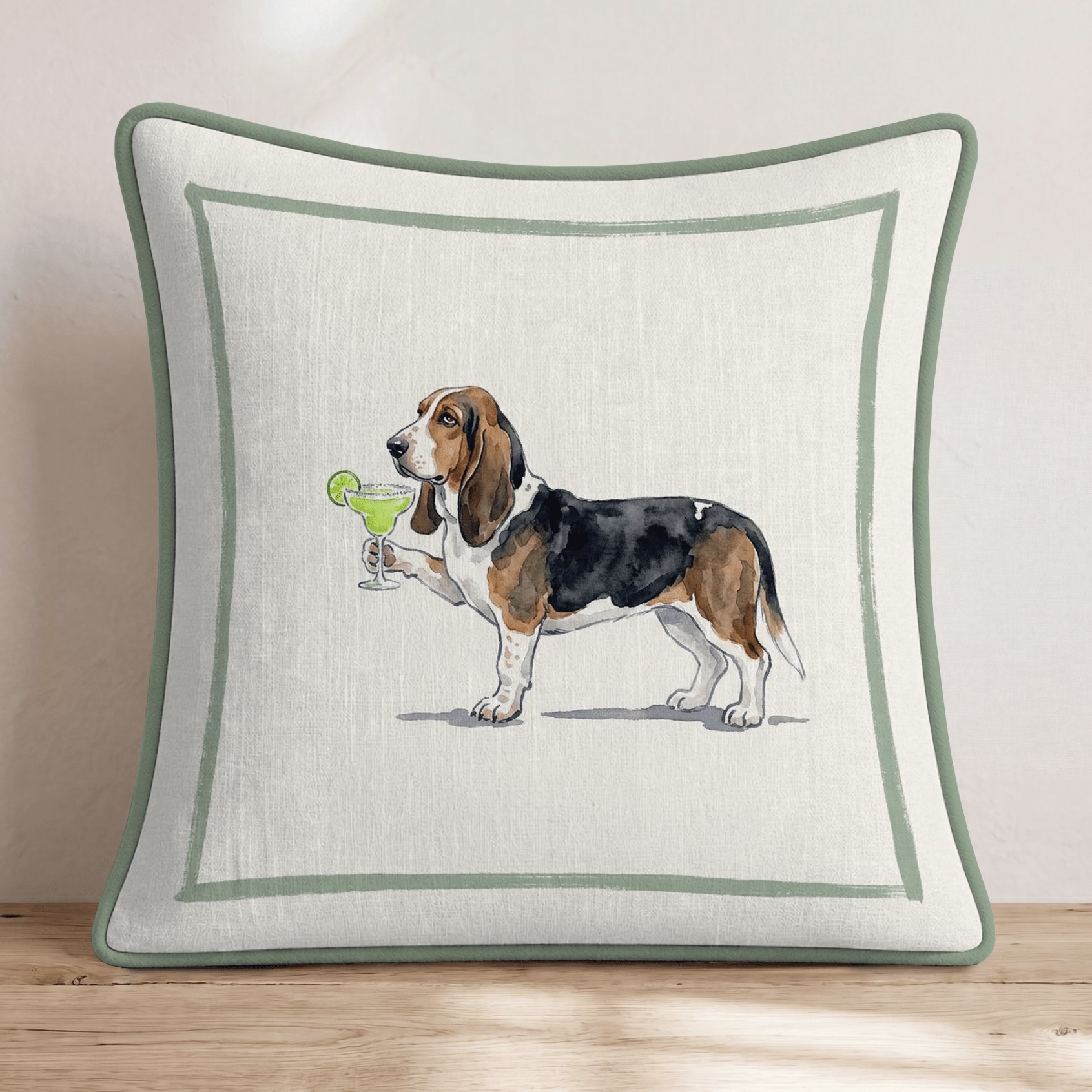 Margarita Basset Hound Throw Pillow - Hillcroft Home
