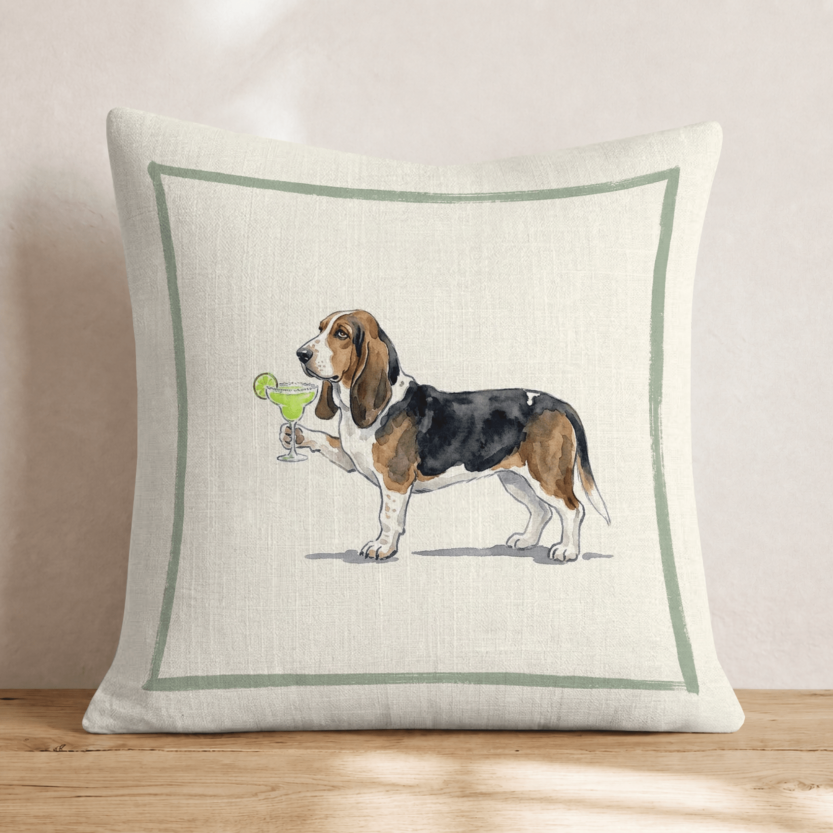 Margarita Basset Hound Throw Pillow - Hillcroft Home