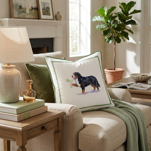 Margarita Bernese Mountain Dog Throw Pillow - Hillcroft Home