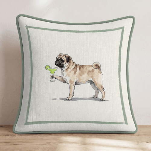 Margarita Pug Throw Pillow - Hillcroft Home