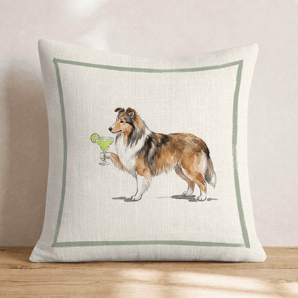 Margarita Shetland Sheepdog Throw Pillow - Hillcroft Home
