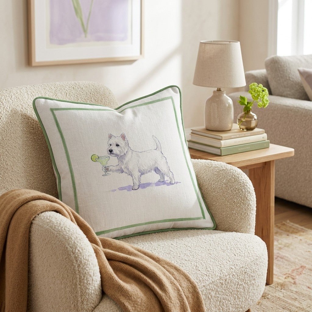 Margarita Westie Throw Pillow - Hillcroft Home