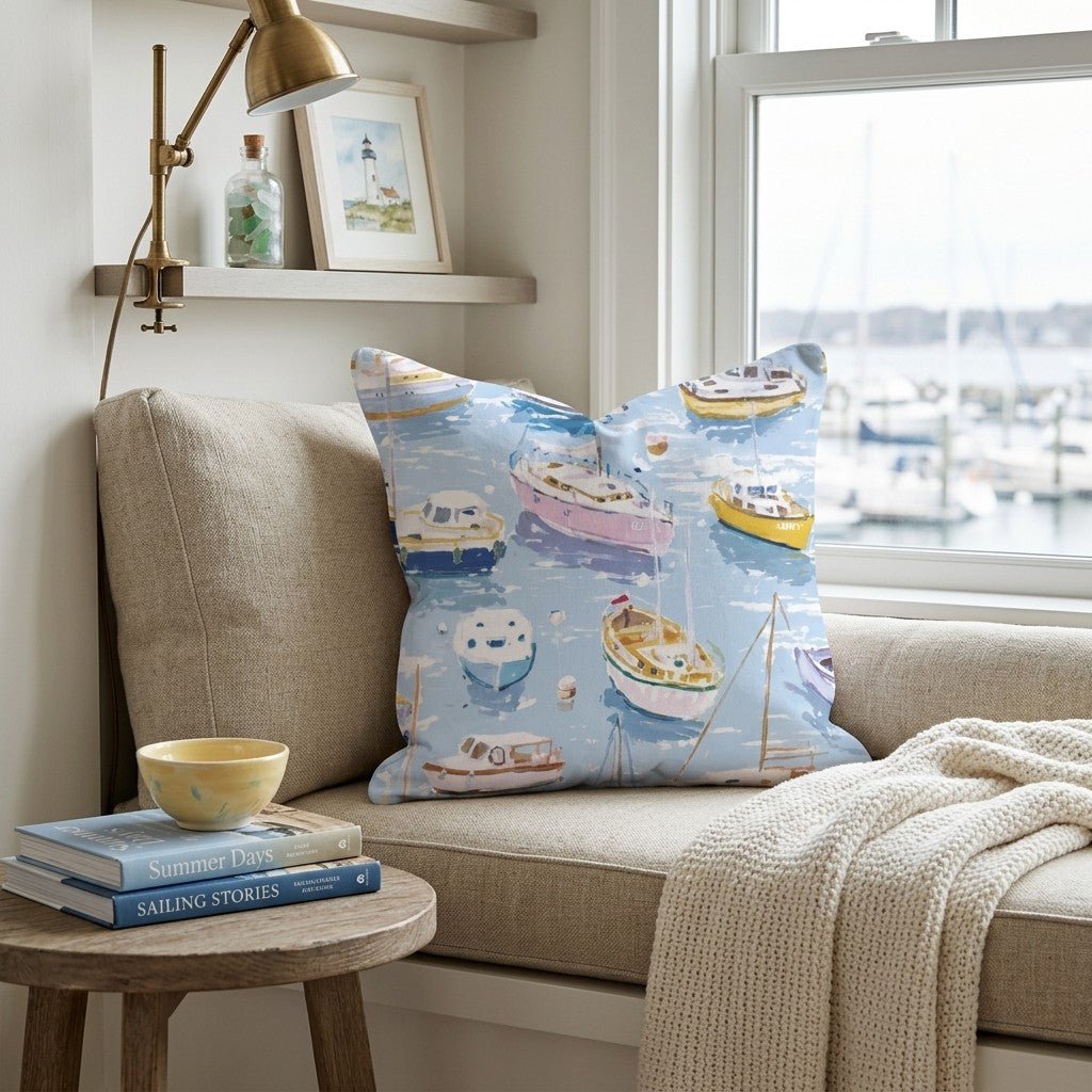 Marina Day Blue Throw Pillow - Hillcroft Home