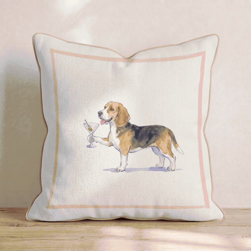 Martini Beagle Throw Pillow - Hillcroft Home