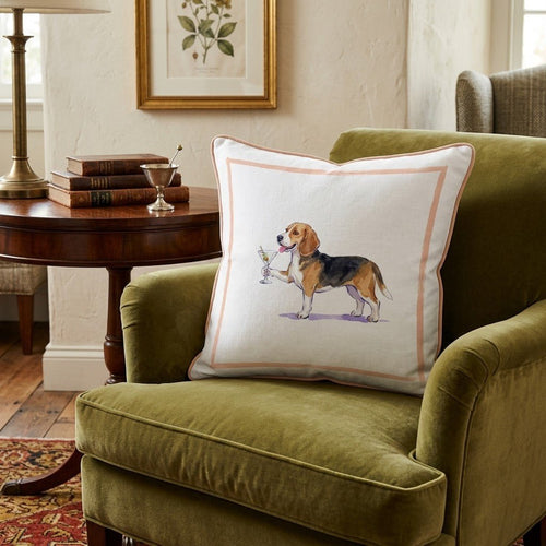 Martini Beagle Throw Pillow - Hillcroft Home