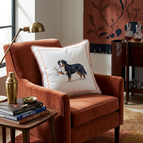 Martini Bernese Mountain Dog Throw Pillow - Hillcroft Home