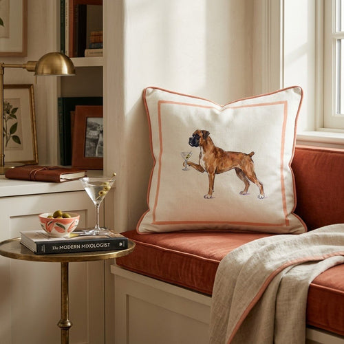 Martini Boxer Throw Pillow - Hillcroft Home