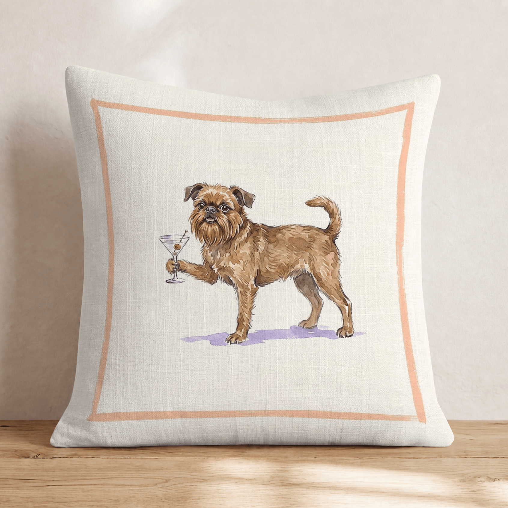 Martini Brussels Griffon Throw Pillow - Hillcroft Home
